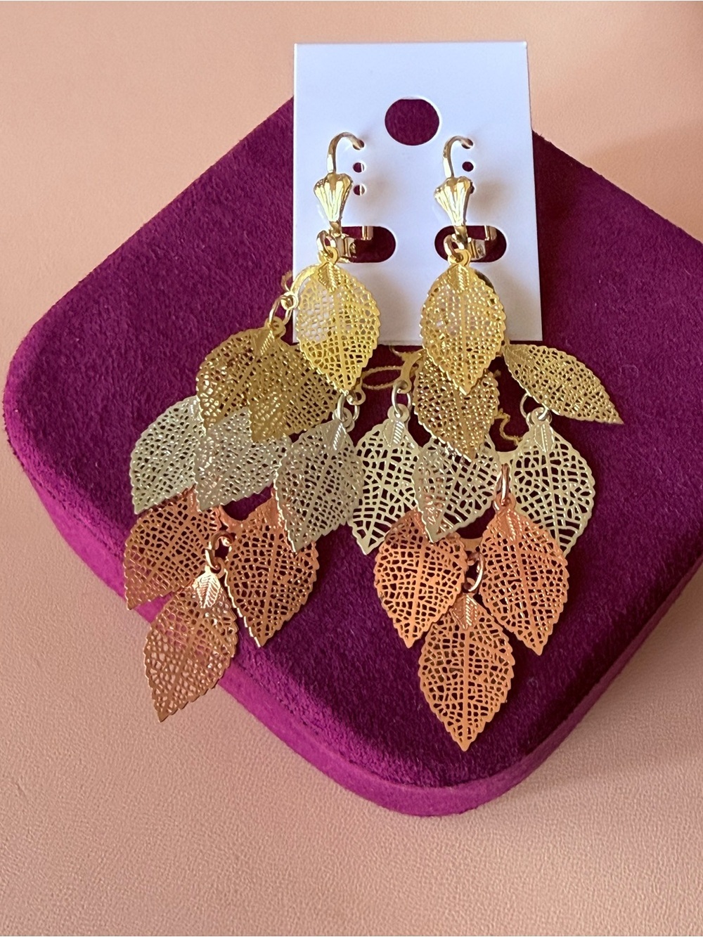 Gold plated drop dangle earrings Tri-color